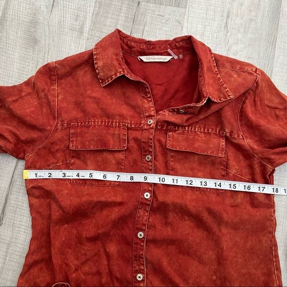 Soft Surroundings orange rust button up Heavenly Soft brick red dyed - Picture 8 of 14